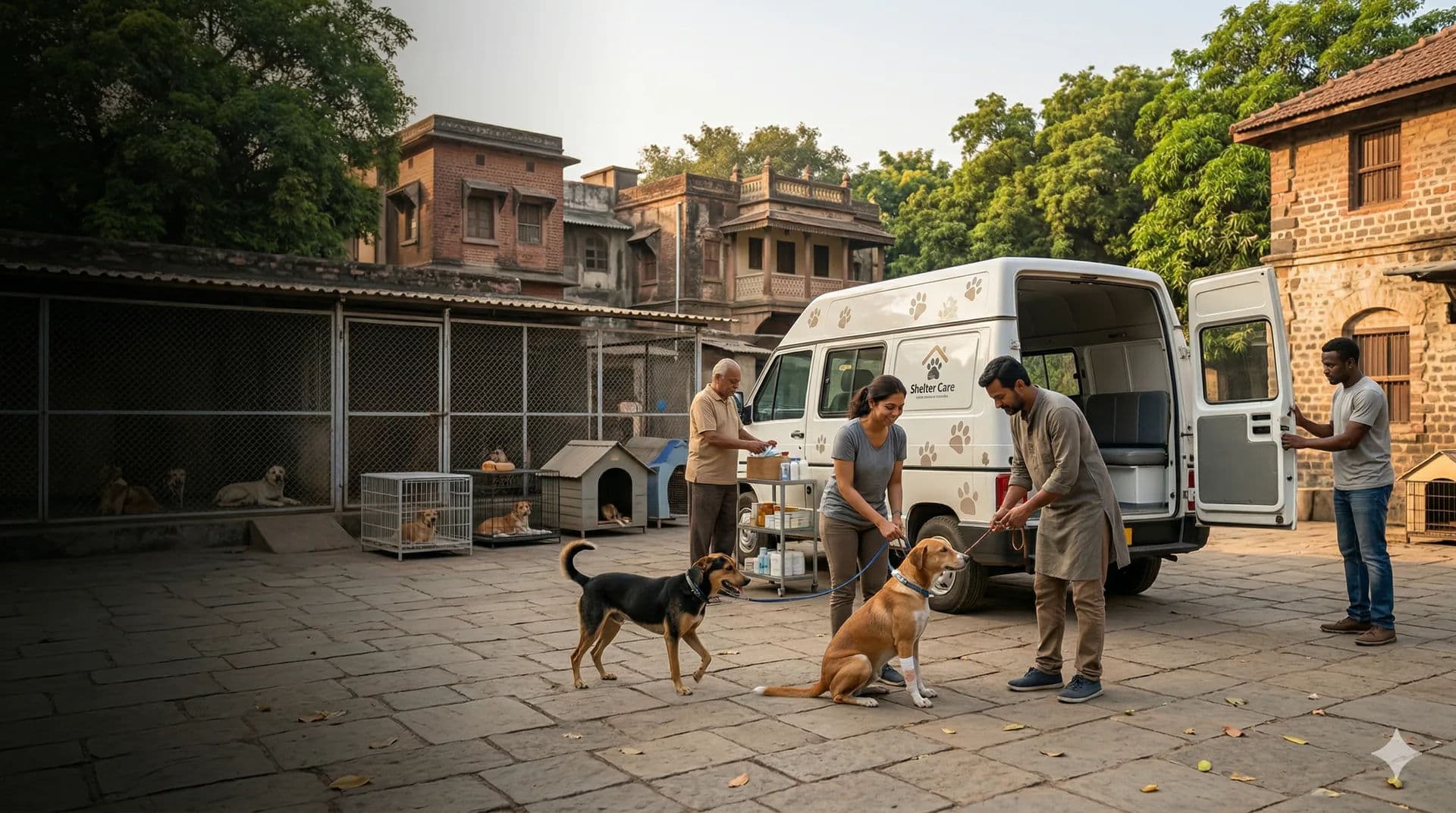 Community volunteers helping animals